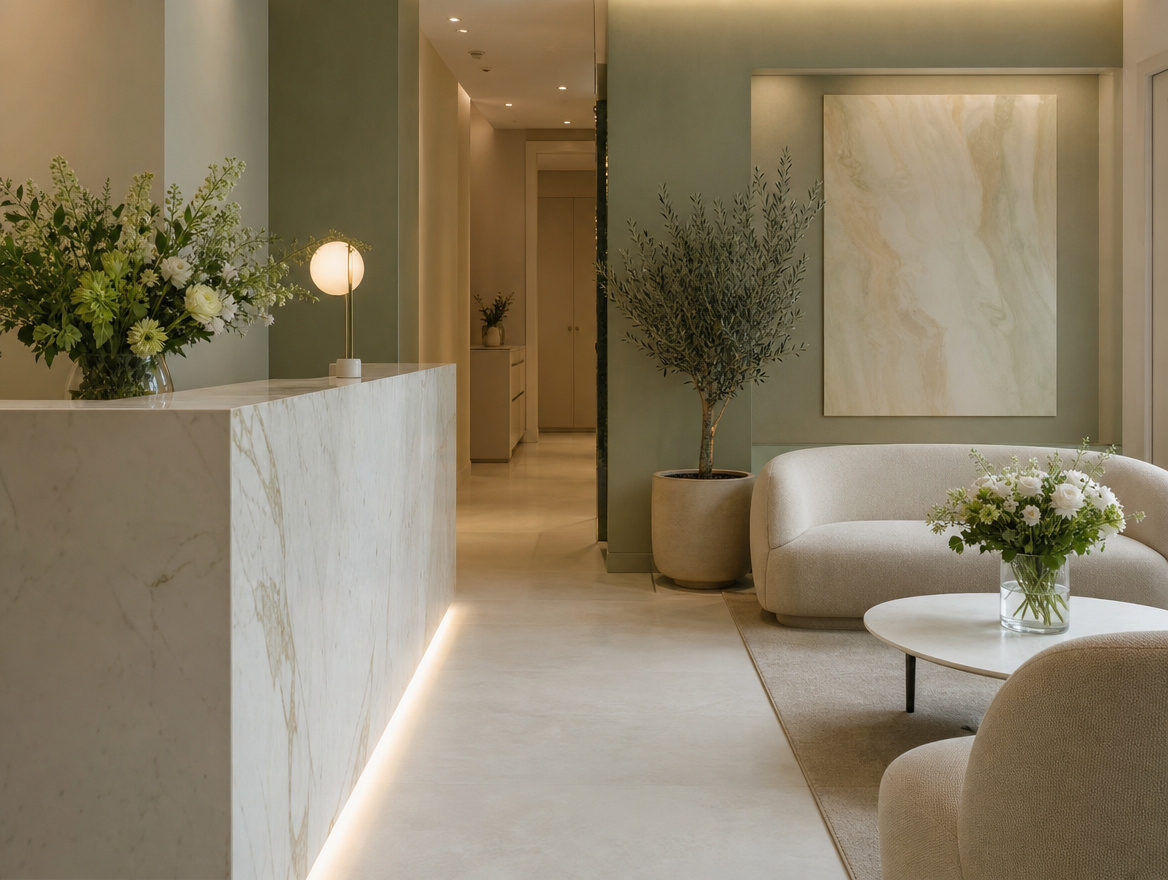 Recepción de la clínica LUMINA en Chamberí, Madrid